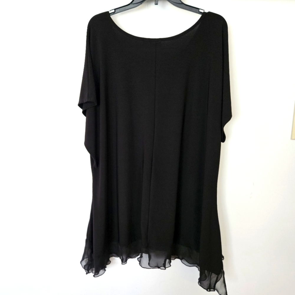 Cato Black with Sheer Ruffle Hem Dress/Tunic Women's Size 22/24W